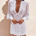 Vestido Mallorca — Encaje Blanco con Manga Farol